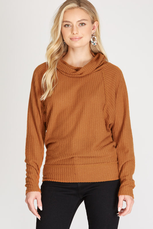 Thermal Knit Cowl Neck Top