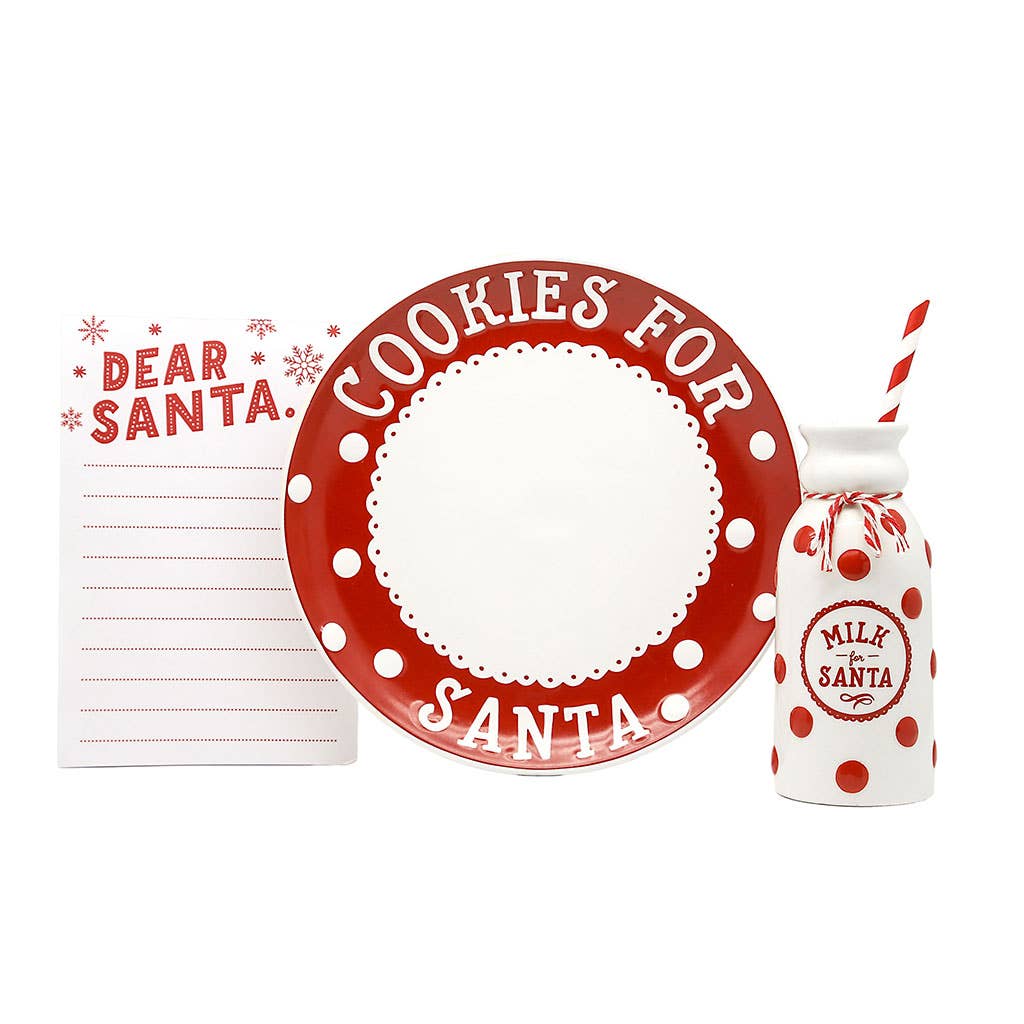 Christmas Santa's Milk Jug, Plate and Dear Santa Notepad Set