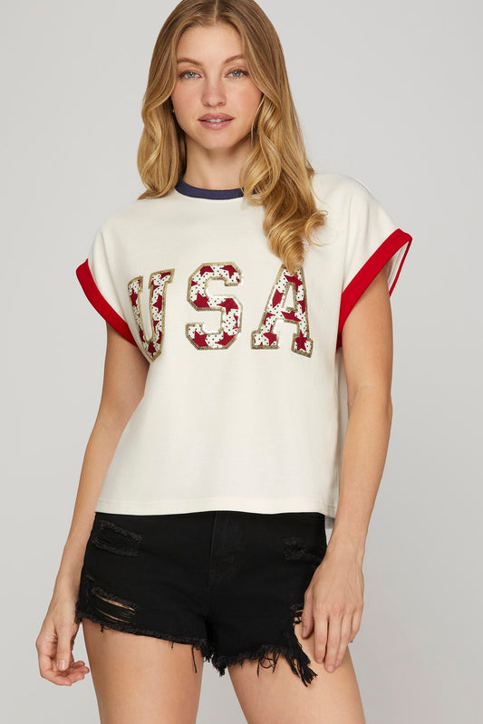USA Patch Knit Top