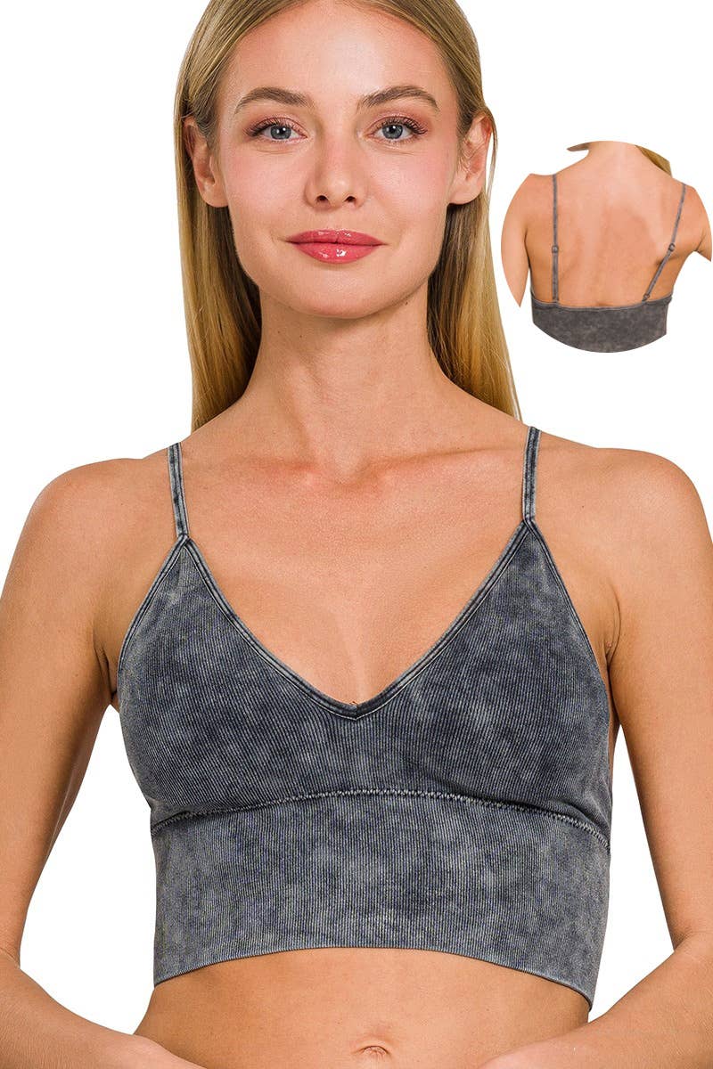 `Zenana Washed Seamless Rib Tank: DKGREEN-161045 / L/XL