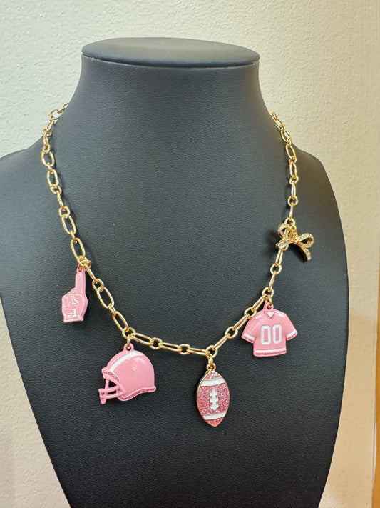 Pink Game Day Charm Necklace