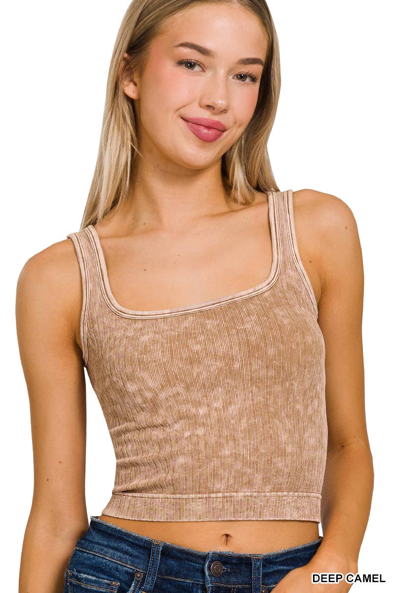 `Washed Seamless Tank Top - Zenana: ASH GREY-149910 / L/XL