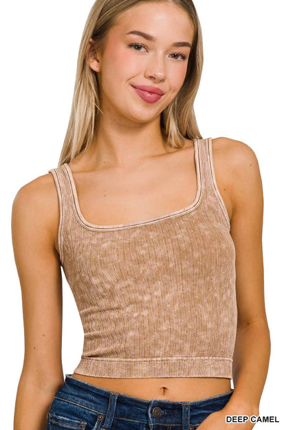 `Washed Seamless Tank Top - Zenana: ASH GREY-149910 / L/XL