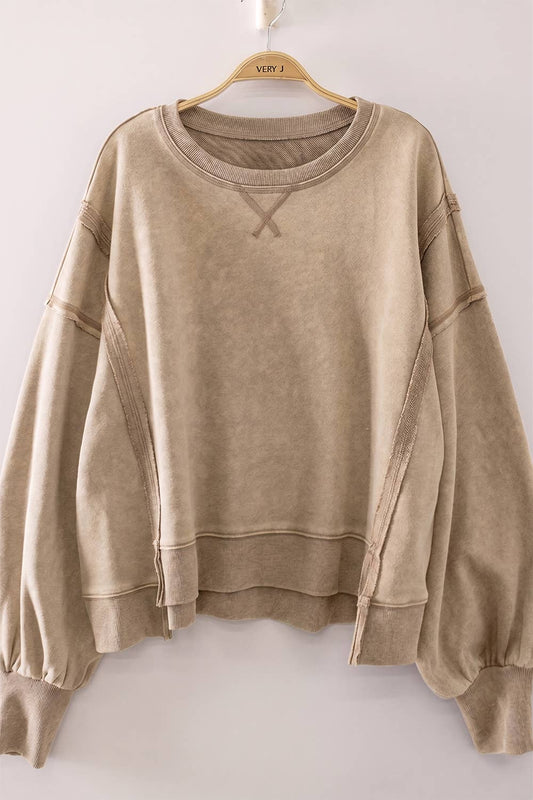 Vintage Washed Sweatshirt: Beige