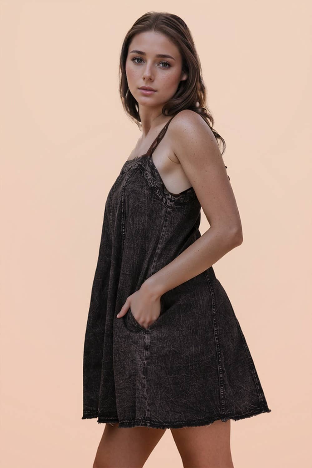 Mini Black Denim Dress