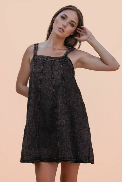 Mini Black Denim Dress
