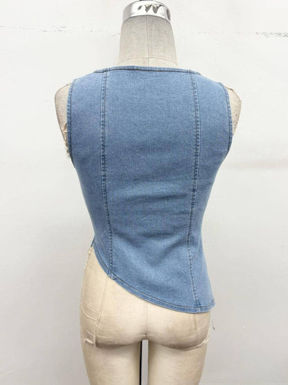 Asymmetrical Stretch Denim Top