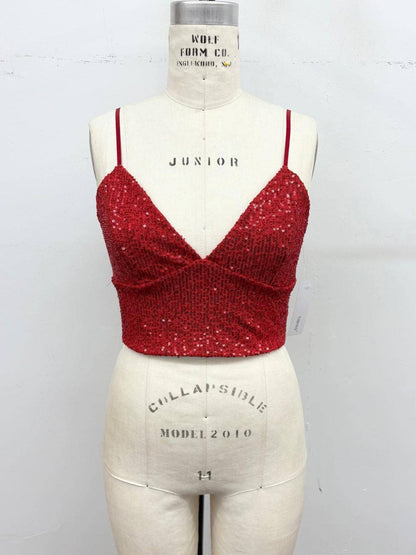 Sequin Game Day Cropped Cami Top