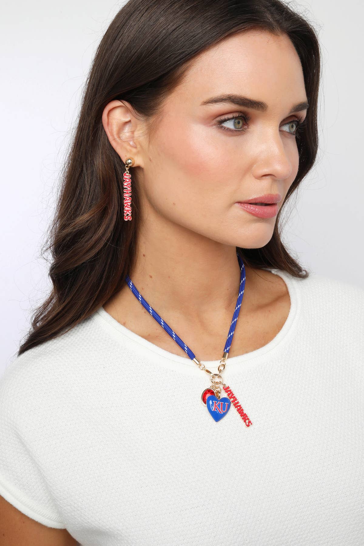 Kansas Jayhawks Logo Heart Paracord Necklace