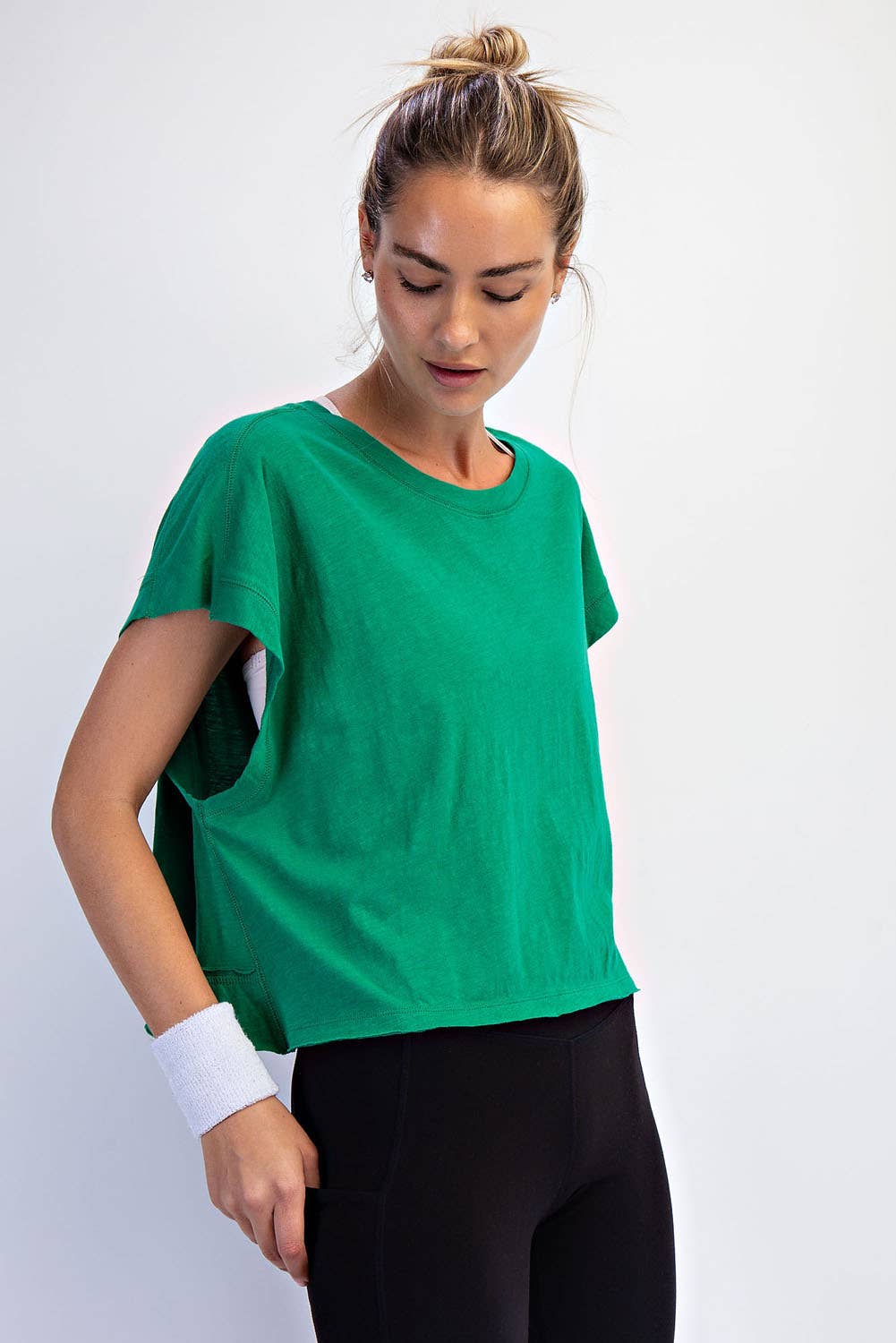 Cotton Open Back Top- Green