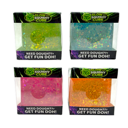 Fun Doh Glow in the Dark Squishy Sparkle Cube