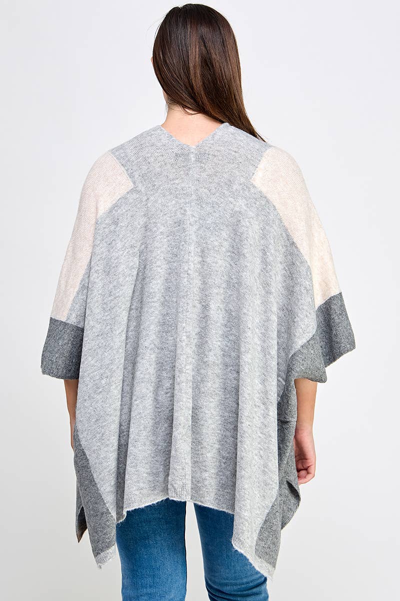 Plus Size Cardigan Colorblock Knit