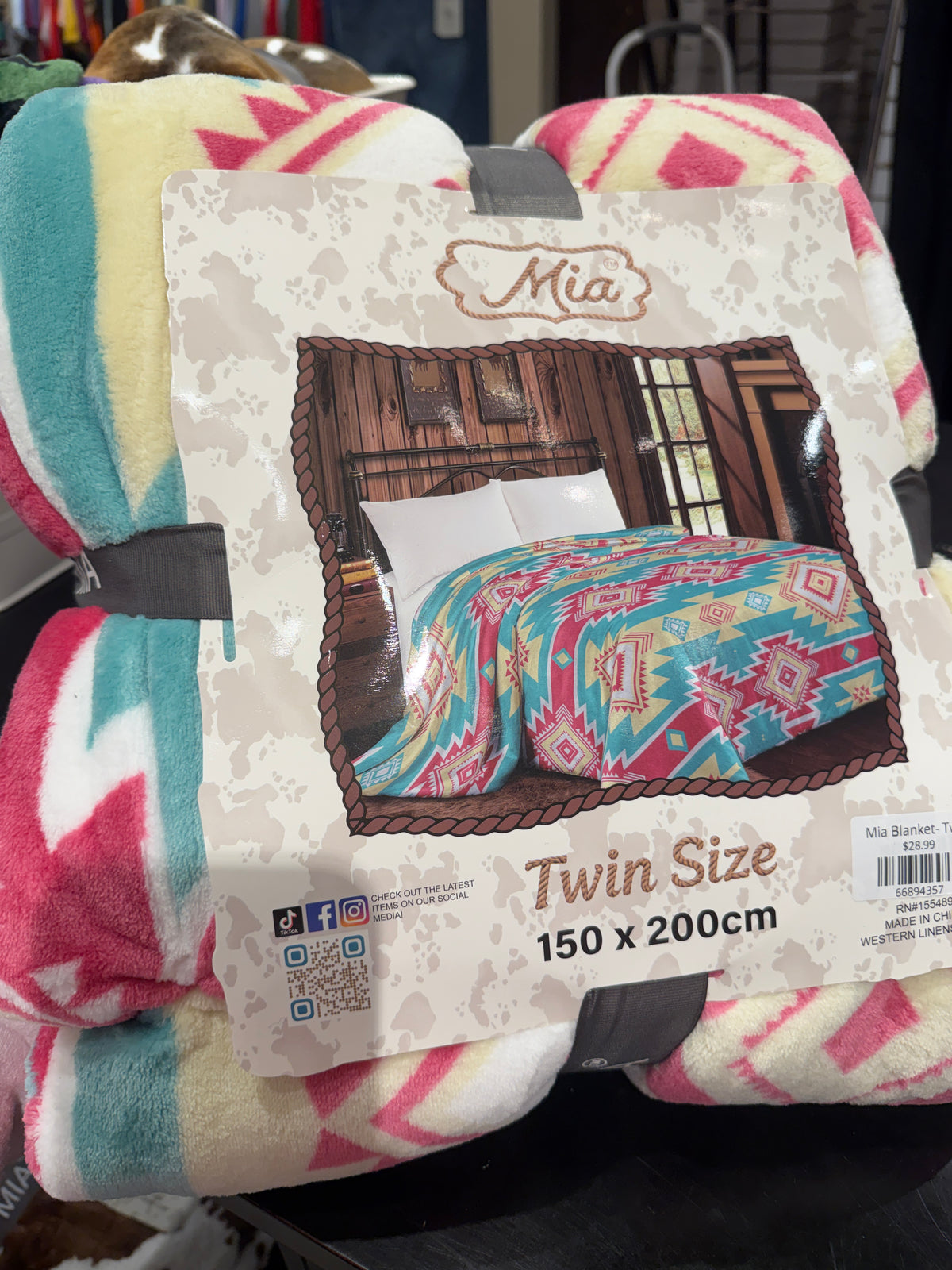 MIA Twin Size- Pink/Blue Aztec