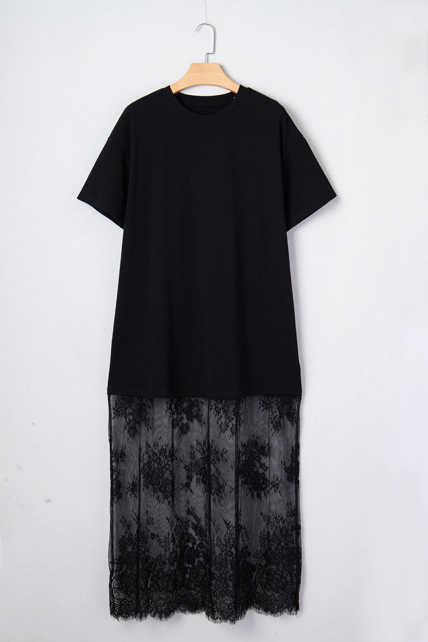 Mesh Lace T Shirt Maxi Dress