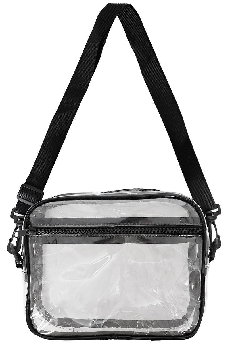 Clear Crossbody Messenger Travel Bag-Black