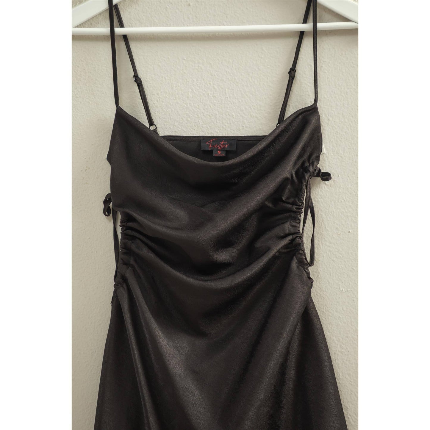 Satin Ruched Side Cutout Mini Dress