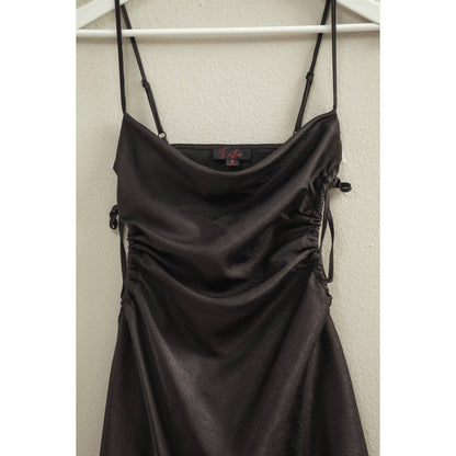 Satin Ruched Side Cutout Mini Dress
