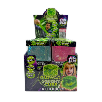 Fun Doh Glow in the Dark Squishy Sparkle Cube