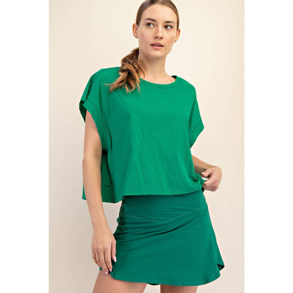 Cotton Open Back Top- Green
