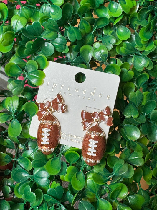 Football Bow Dangle Earrings