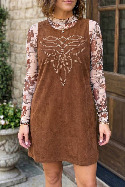 Embroidery Western Corduroy Dress