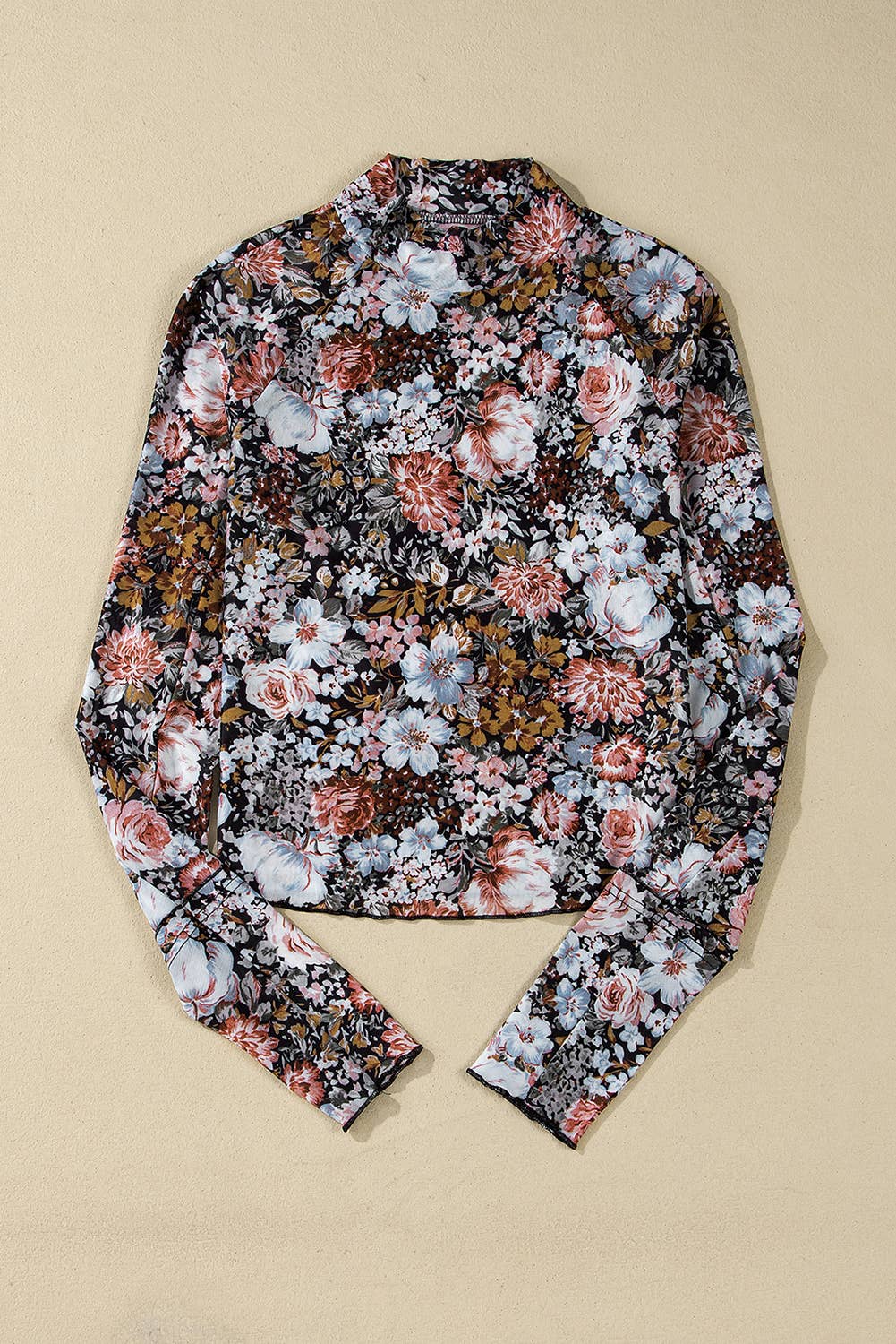 Floral Long Sleeve Mesh Top