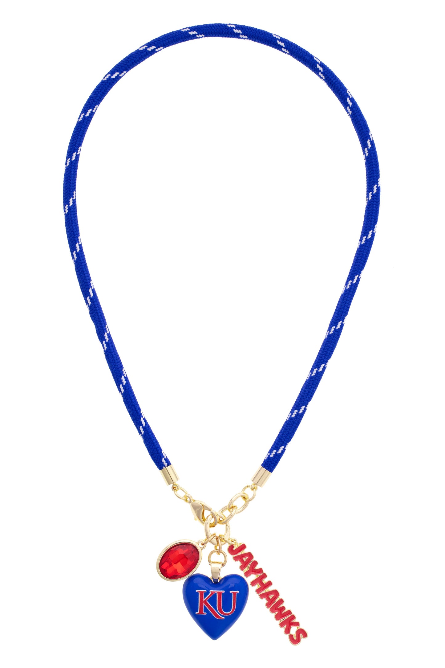 Kansas Jayhawks Logo Heart Paracord Necklace