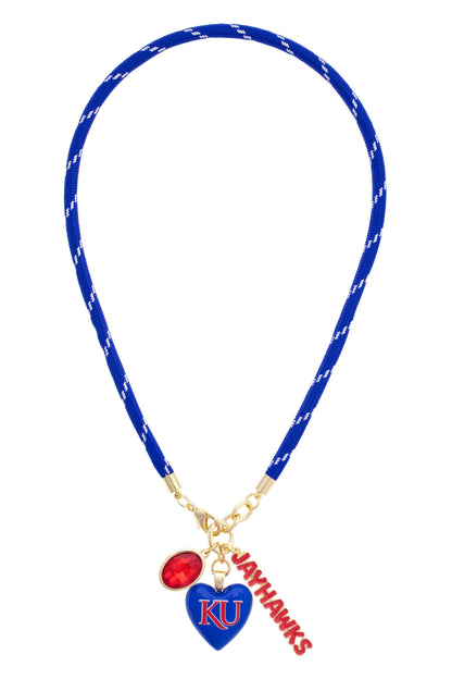 Kansas Jayhawks Logo Heart Paracord Necklace