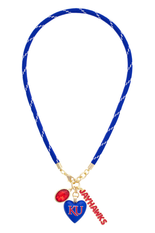 Kansas Jayhawks Logo Heart Paracord Necklace