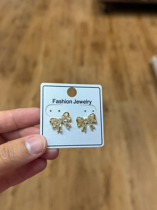 Gold Bow Studs
