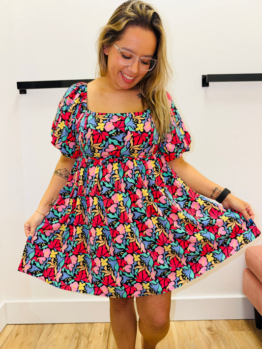 Floral Square Neck Dress