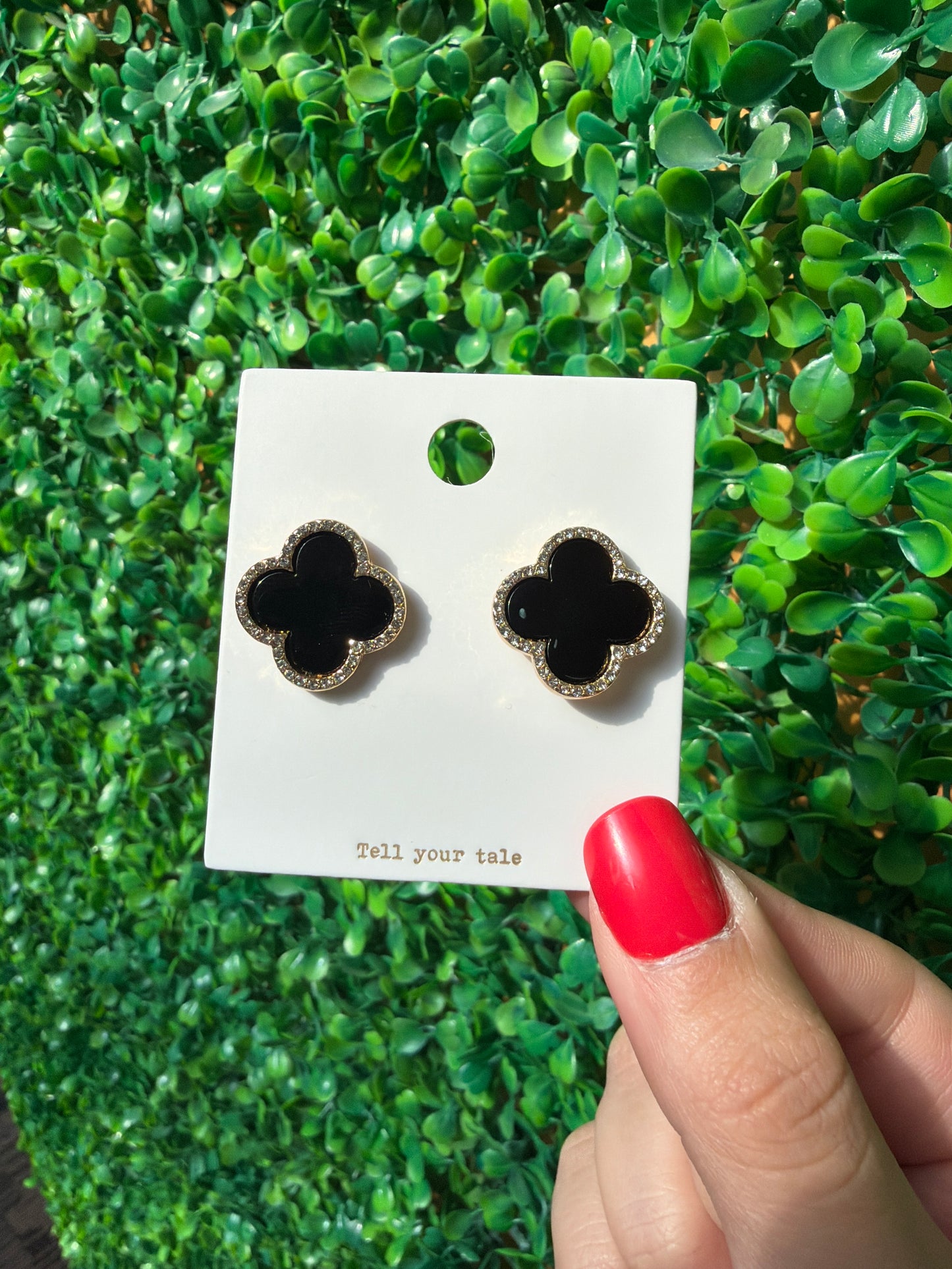 Large Midnight Clover Studs