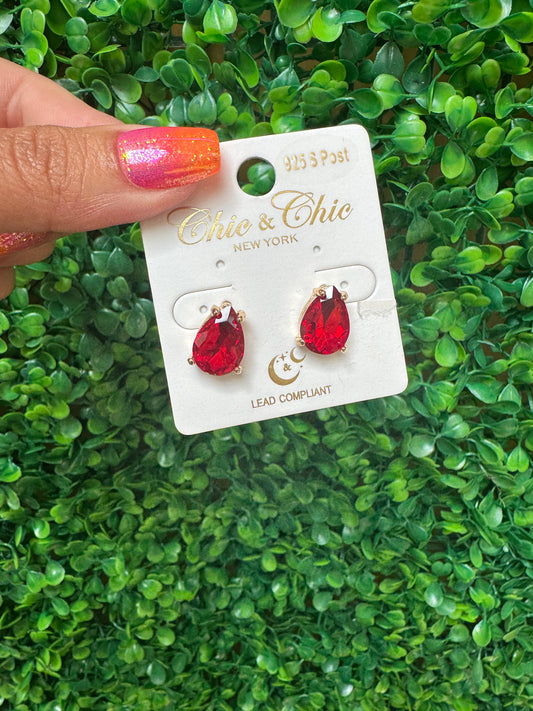 Red Stud Earrings