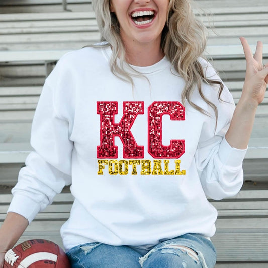 KC Football Faux Sequin Shirt