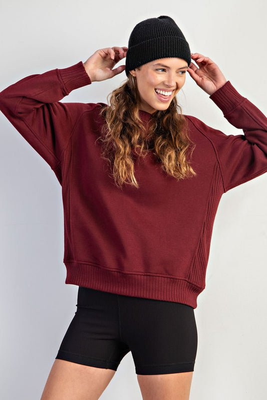 Rae Mode Lounge Crewneck-Burgandy