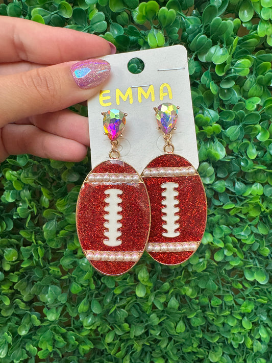 Red Chunky Football Earrings