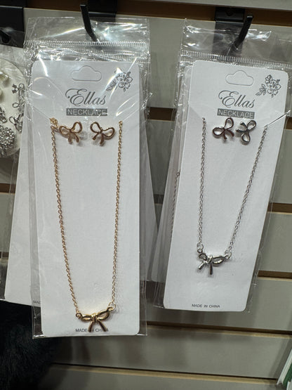 Bow Earrings & Necklace Set