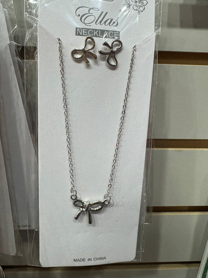 Bow Earrings & Necklace Set