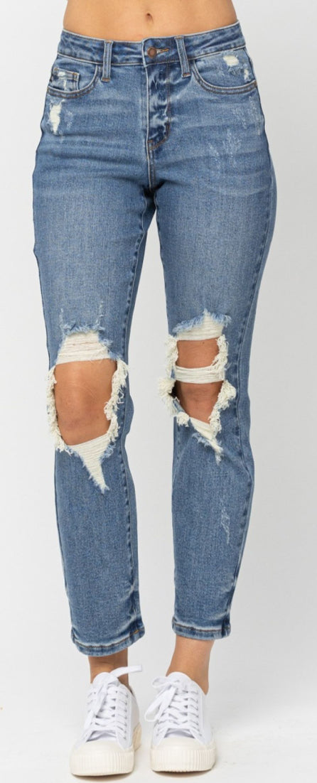 Fiona Judy Blue High Waist Destroyed Boyfriend Jeans