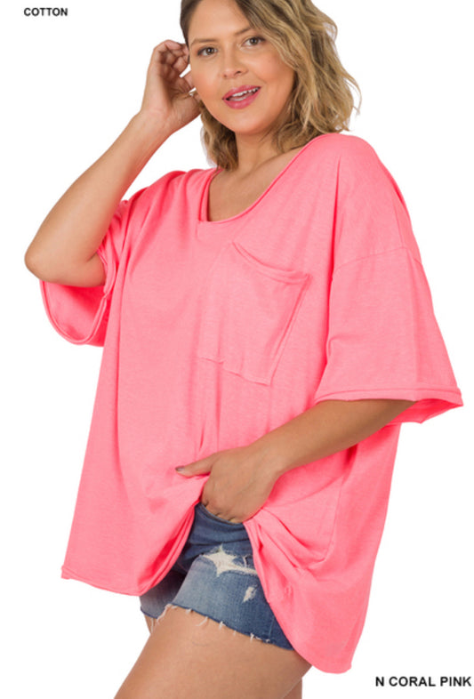 *Zenana Oversized Pocket Tee