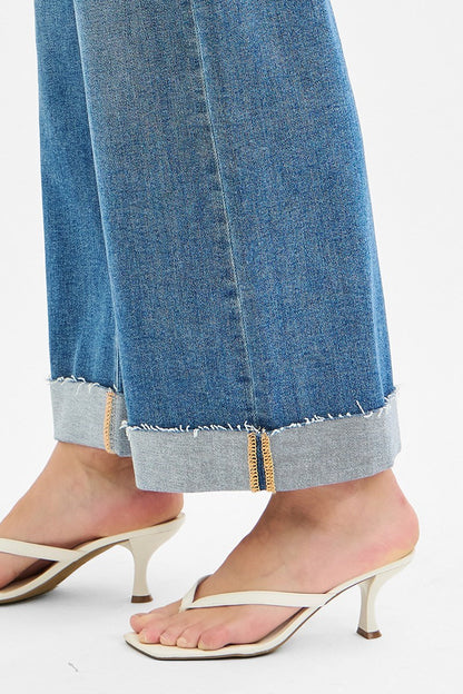 Risen Low Rise Ankle Wide Cuffed Jeans