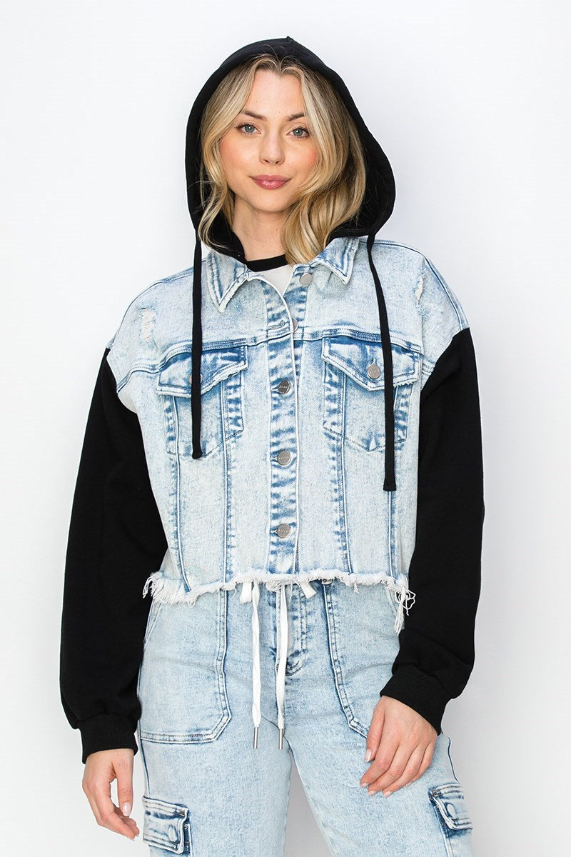 Oversized Hoodie Crop Jacket