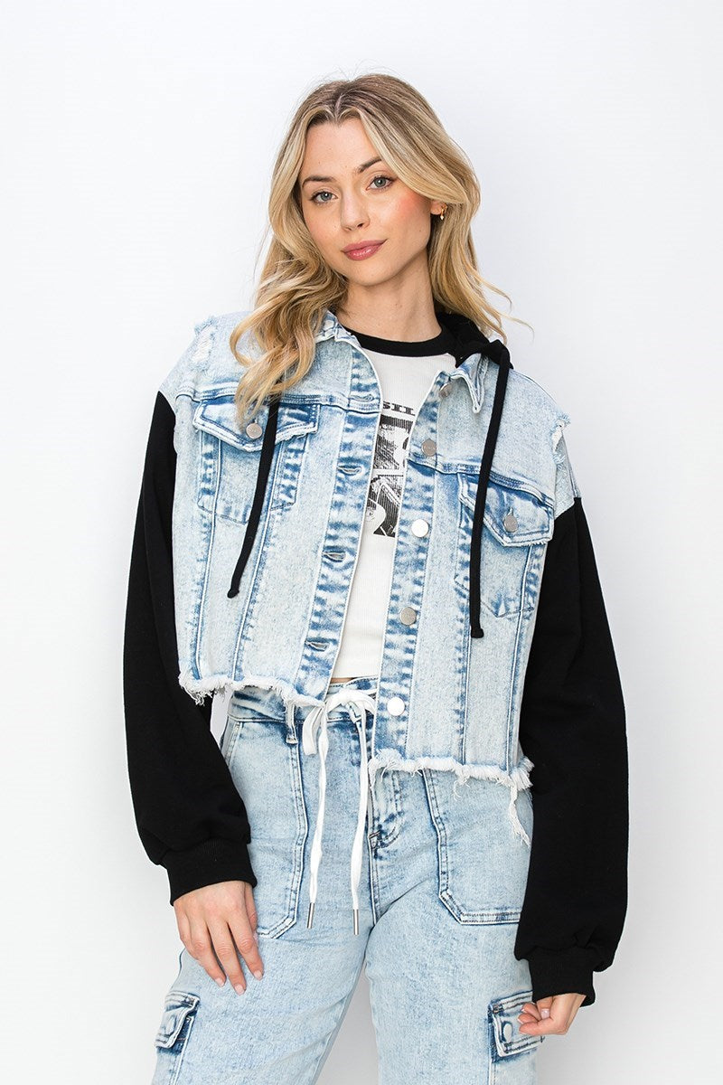 Oversized Hoodie Crop Jacket
