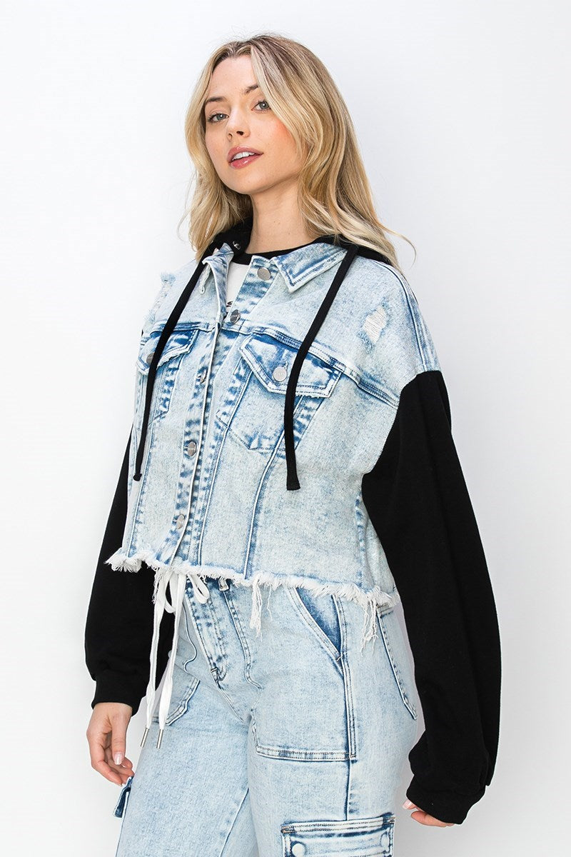Oversized Hoodie Crop Jacket