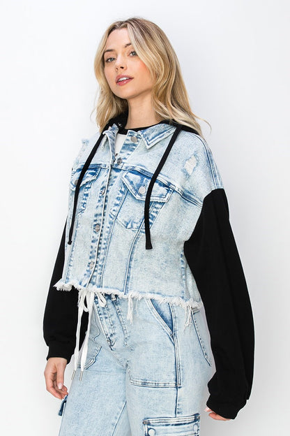 Oversized Hoodie Crop Jacket