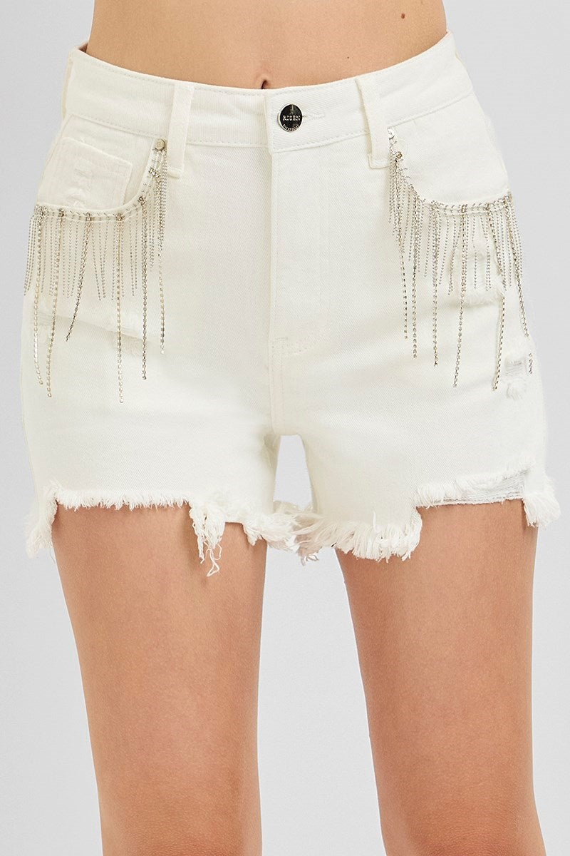 Risen High Rise Rhinestone Shorts