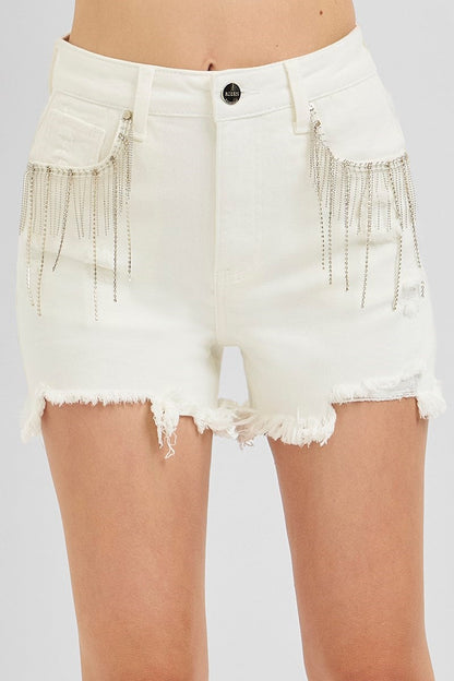 Risen High Rise Rhinestone Shorts