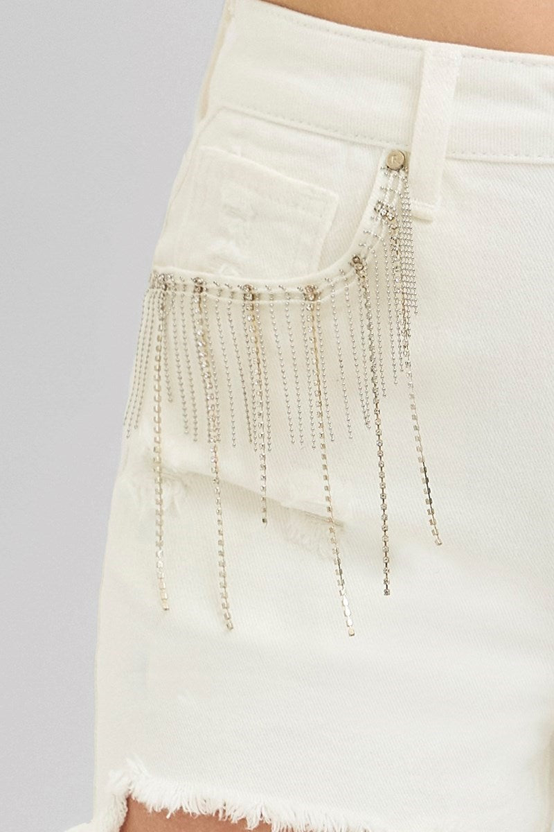 Risen High Rise Rhinestone Shorts
