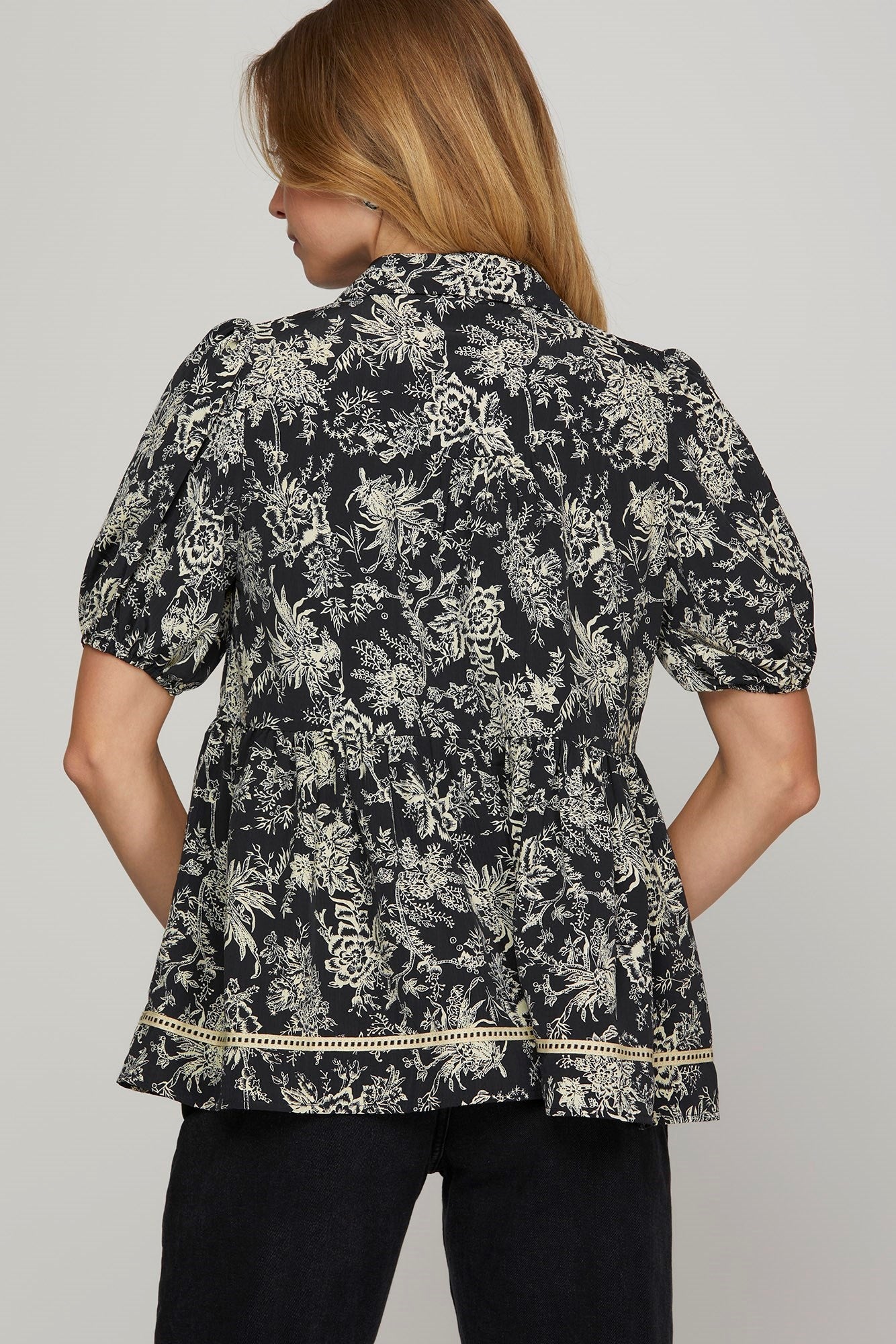 Navy Floral Top