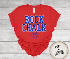 Rock Chalk Blue & White PUFF Print Kids Shirt